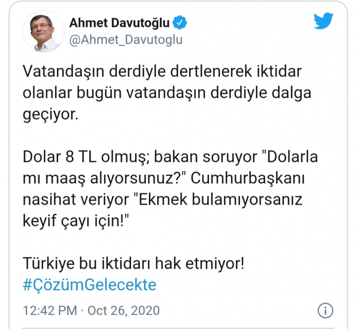 ahmet davutoğlu nun olaylı tweeti