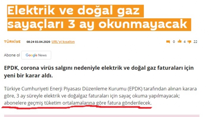 elektrik ve doğalgaz sayaçlarının 3 ay okunmaması