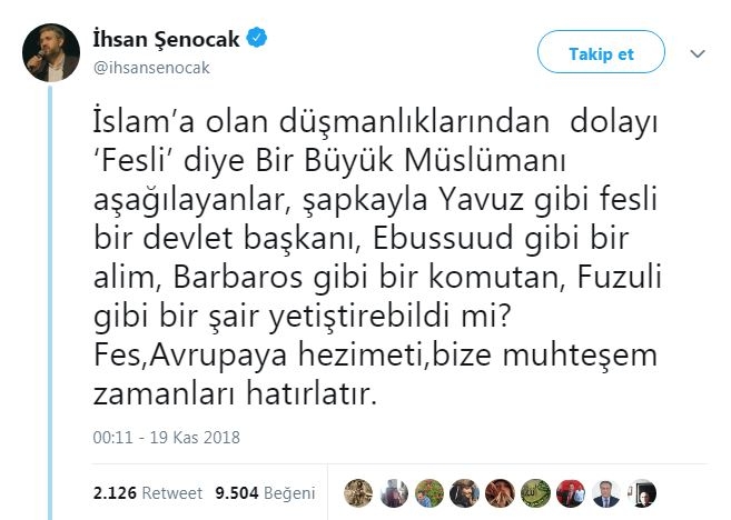 fesli diye bir büyük müslümanı aşağılamak