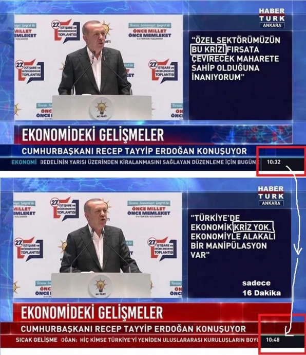 rte nin 16 dakika içinde yaptığı u dönüş