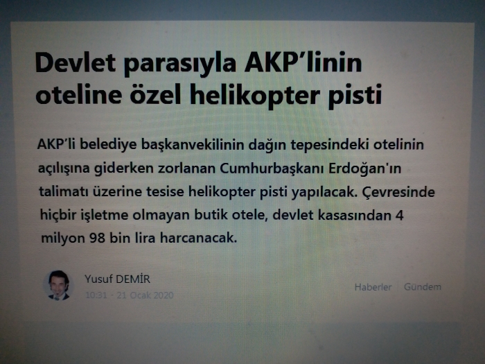 devlet kasasından helikopter pisti