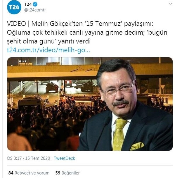 melih gökçek in oğlu ile 15 temmuz anısı