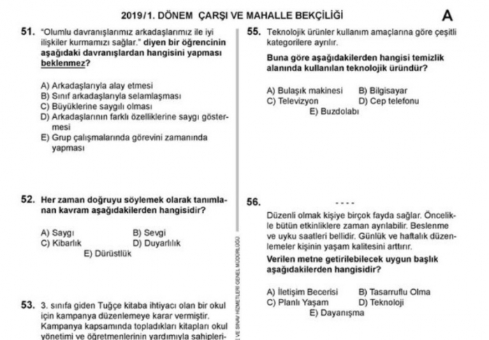 bekçilik sınavının aşırı zor sınav soruları