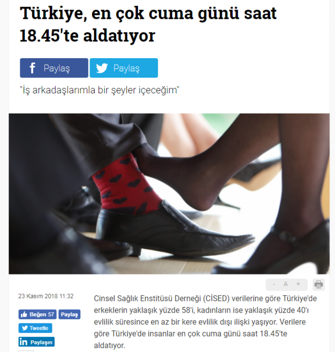 türkler en çok cuma günü 18 45 de aldatıyor