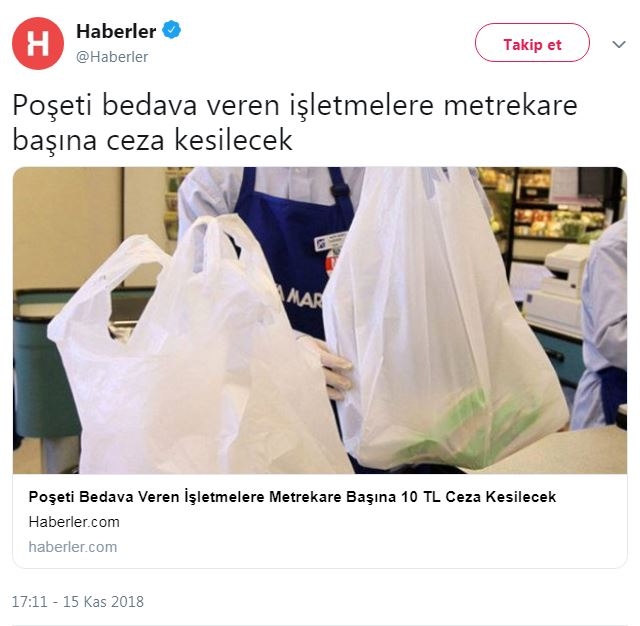bedava poşet veren işletmelere ceza kesilecek