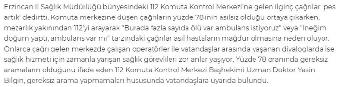 mezarlıktan 112 yi arayıp ambulans istemek
