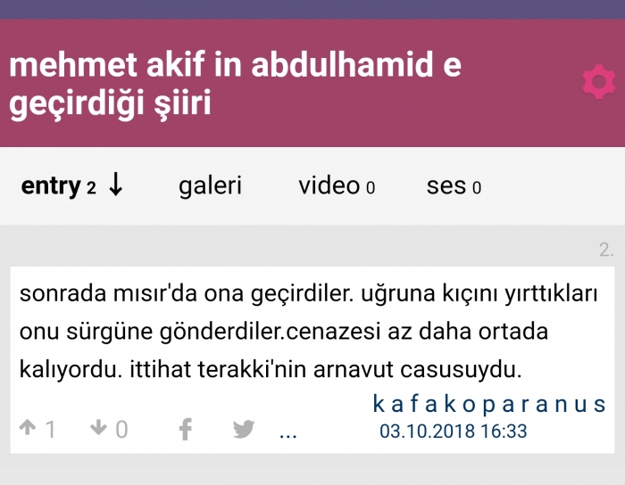 uludağ sözlükte mehmet akif e hakaret