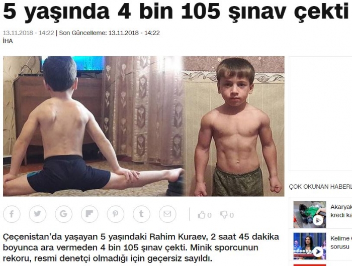 4105 şınav çeken 5 yaşındaki çocuk