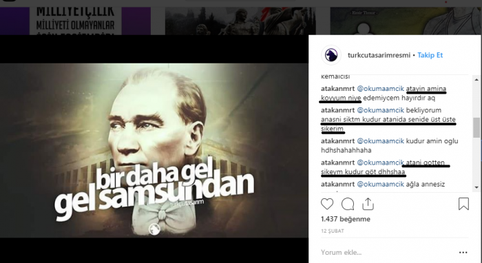 instagram da atatürk e hakaret eden canlı