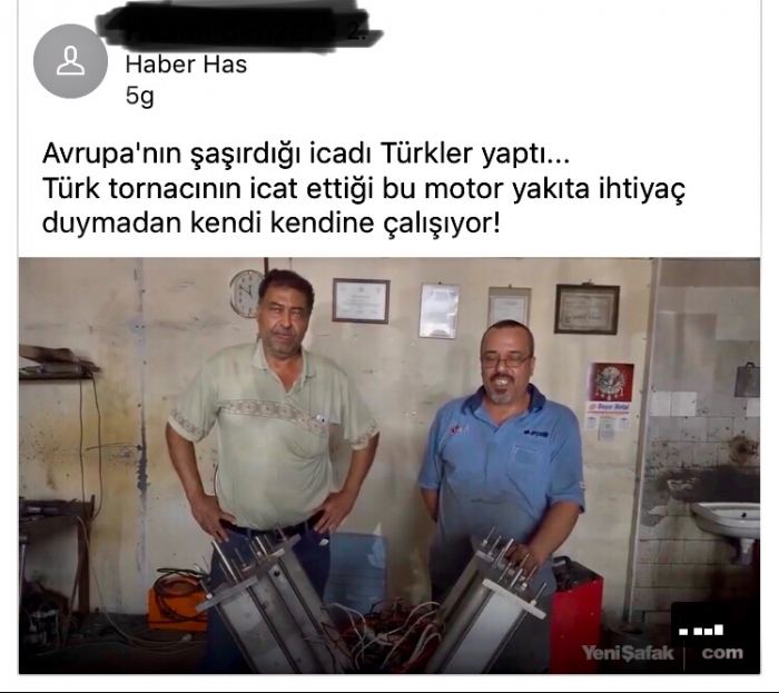 türk tornacı icadı yakıtsız motor
