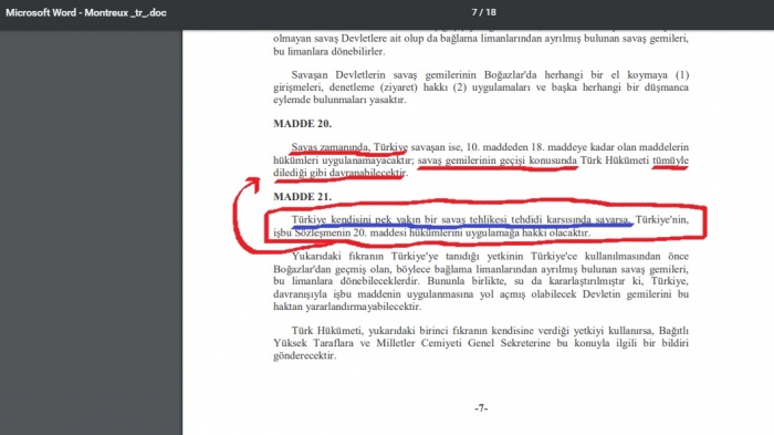montrö boğazlar sözleşmesi madde 21