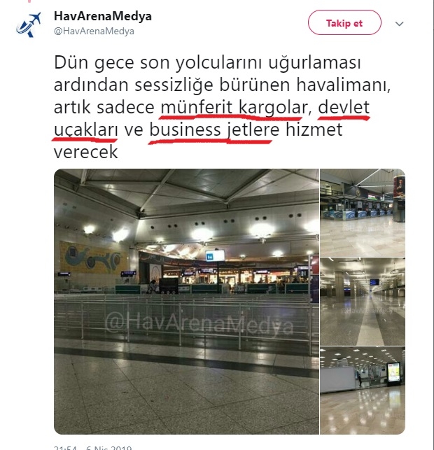 atatürk havalimanı rte ve zenginlere hizmet edecek