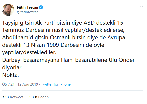 fatih tezcan ın atatürk e vatan haini demesi