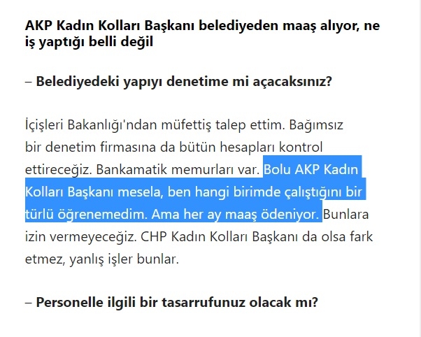 belediyeden maaş alan akp kadın kolu başkanı