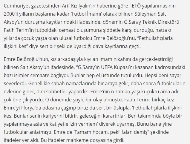 fatih terim ve emre belözoğlu nun fetö tartışması