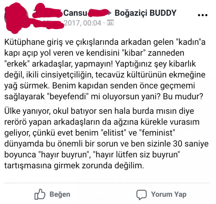 boğaziçi üniversitesi öğrencisi ibretlik feminist