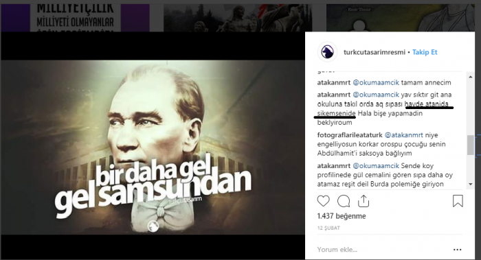 instagram da atatürk e hakaret eden canlı