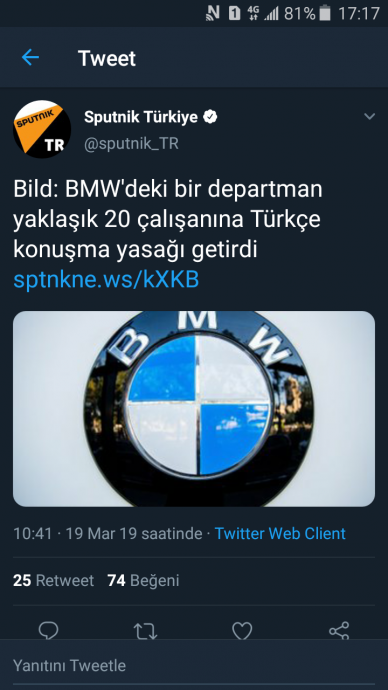 bmw nin türkçe konuşma yasağı getirmesi