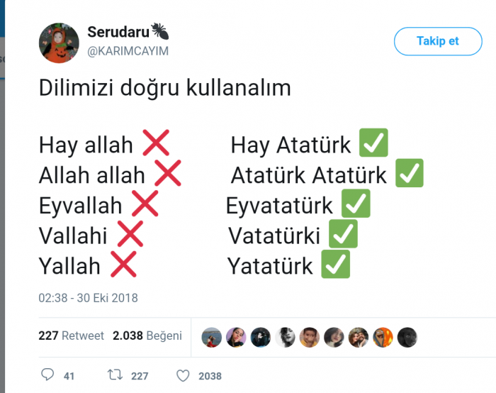 twetter da atatürk e ibadet eden sayfa
