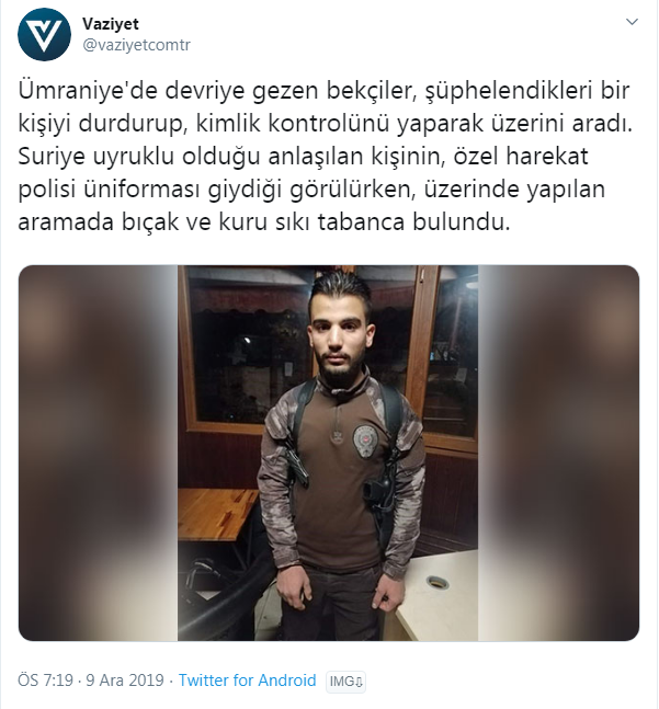 özel harekat polis üniformasıyla gezen suriyeli