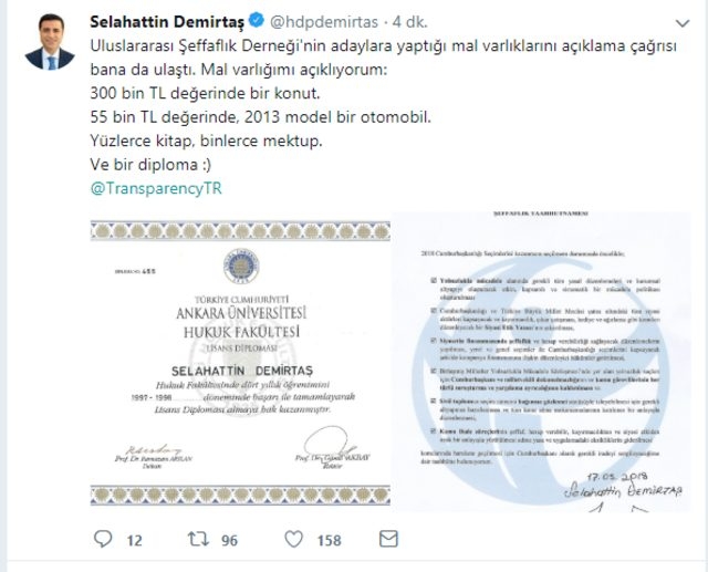 selahattin demirtaş ın mal varlığını açıklaması