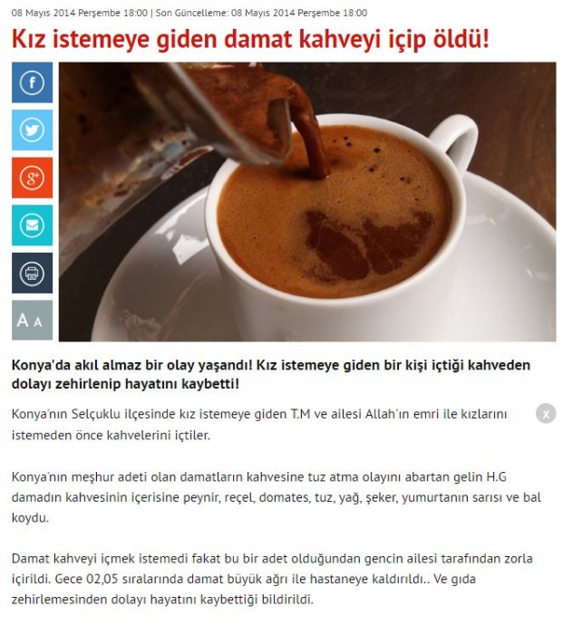 damat adayına tuzlu kahve içiren zihniyet