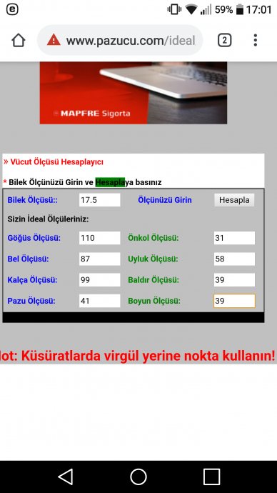 bilek ölçüsüne göre ideal vücut ölçüleri