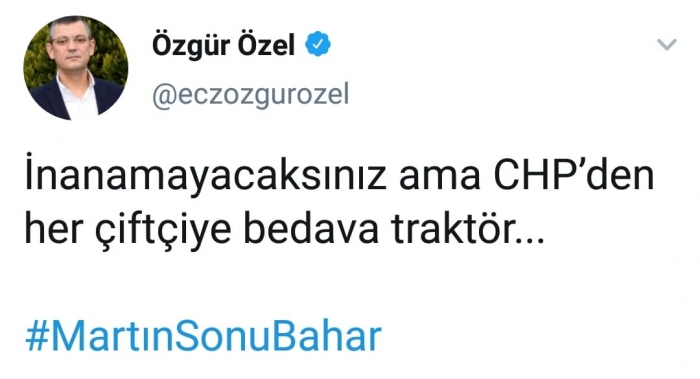 karneyle ekmek dağıtıp bedava traktör vadetmek