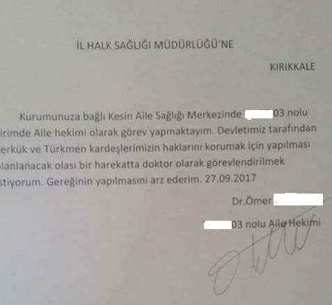 kerkük te görev için ihsm ne dilekçe veren dr ömer