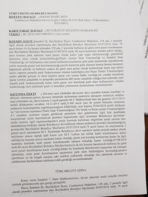imamoğlu nun yeşil alanı pazar yapmak istemesi