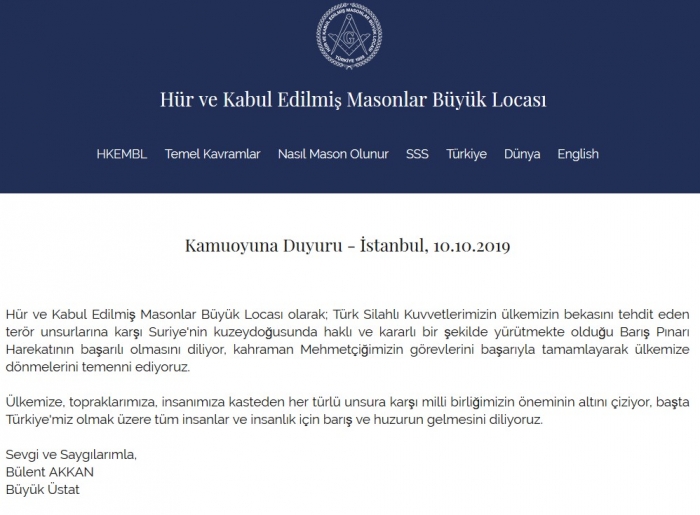 masonların pınarbaşı harekatına destek vermesi