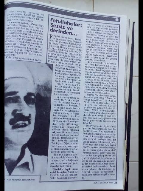 1986 yılında orduda yapılan fetö temizliği haberi