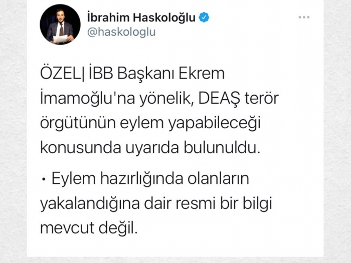 ekrem imamoğlu için suikast ihbarı