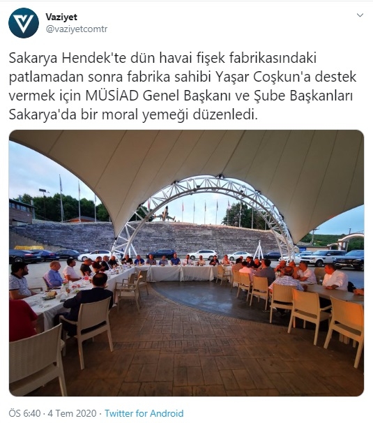 havai fişek fabrikasının sahibine moral yemeği