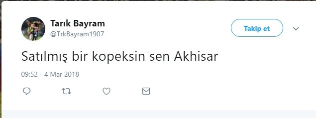 maç kazanan takıma satılmış köpek diyen fb li