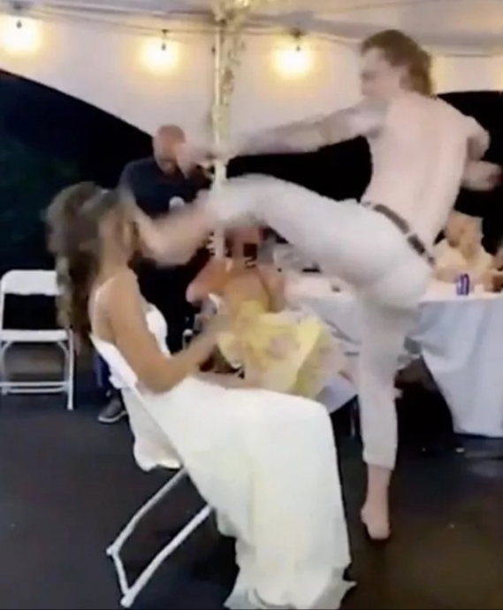 düğünde gelinin suratına tekme atan damat