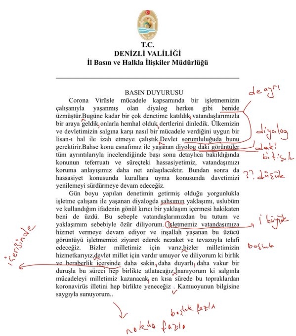 denizli valisinin türkçe ile imtihanı
