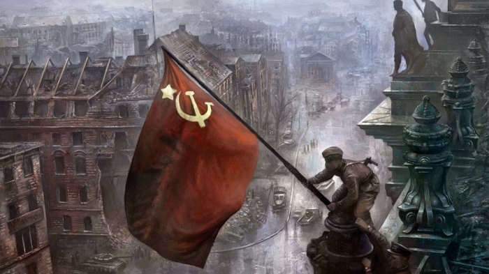 berlin e sscb bayrağı dikmek