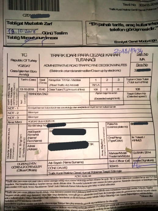 motosiklet sürücüsüne emniyet kemeri cezası