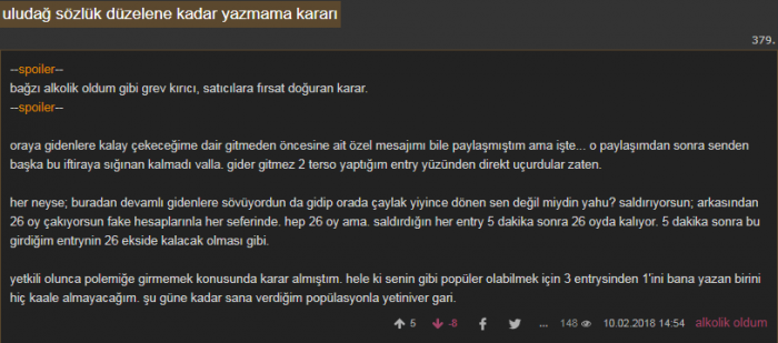 sözlük formatını ihlal eden sözlük yetkilisi