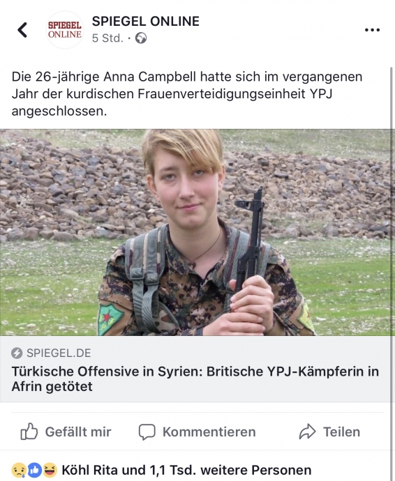 ypg li terörist için yas tutan almanya