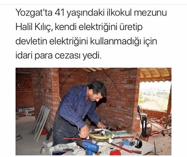 kendi elektriğini ürettiği için ceza yiyen adam