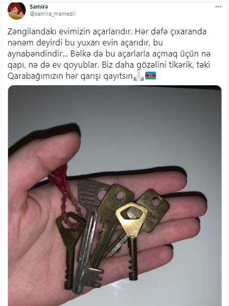 işgaldeki evinin anahtarını saklayan azerbaycanlı