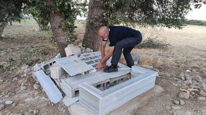 şehidin hayratı çeşmeyi tahrip eden vandallar