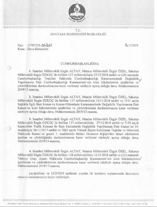 chp nin uzay ajansı iptali için aym ye başvurması