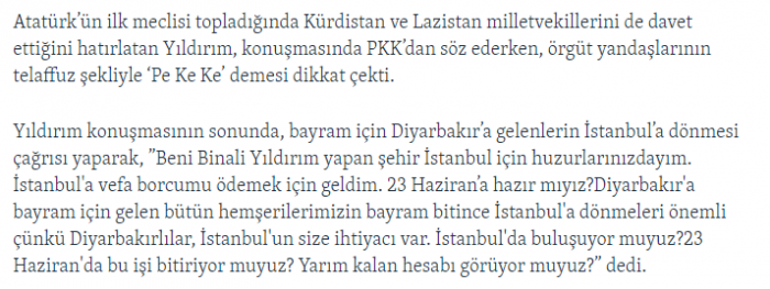 binali yıldırım ın diyarbakır da kürdistan demesi