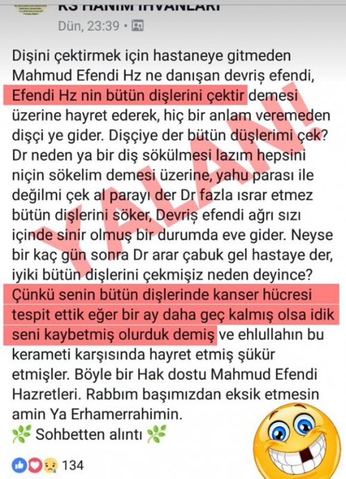 müridinin kanser olduğunu bilen şeyh