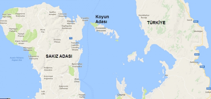 koyun adasındaki dağa yapılan dev yunan bayrağı
