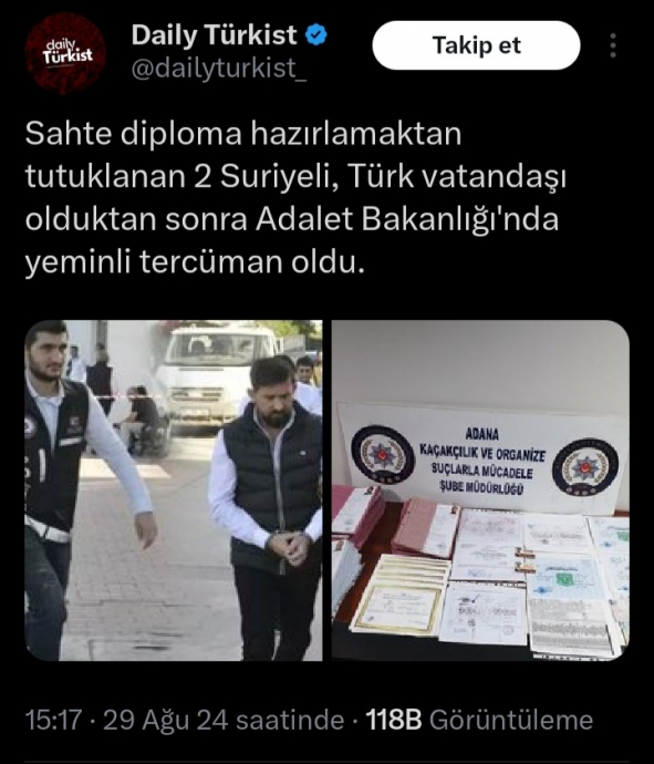 sahte diplomadan yeminli tercümanlığa