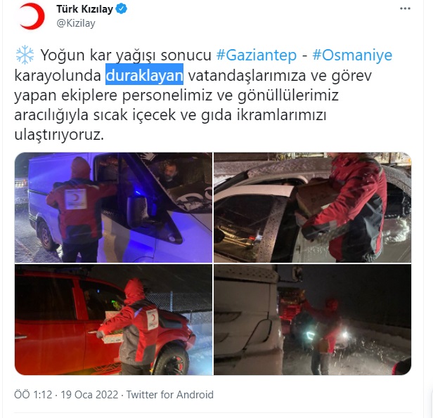 19 ocak 2022 kızılay ın rezil tweeti